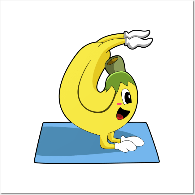 Banana at Yoga on Yoga mat Wall Art by Markus Schnabel